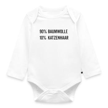 Baumwolle Katzenhaar Geschenk Katzenfreund - Baby Bio-Langarm-Body - Weiß - Vorne