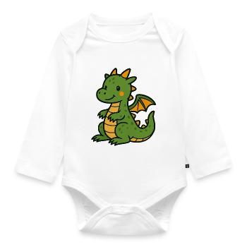 petit bébé dragon mignon - Body Bébé bio manches longues - blanc - Devant