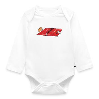 Tennis T-Shirt Hund und Capybara - Baby Bio-Langarm-Body - Weiß - Vorne