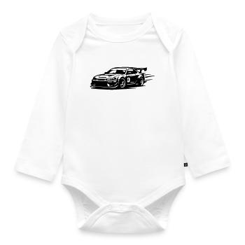 Auto Rennauto - Baby Bio-Langarm-Body - Weiß - Vorne