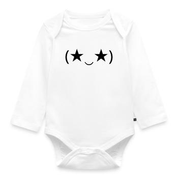 Stareye Emote (★‿★) inspires - Organic Longsleeve Baby Bodysuit - white - Front