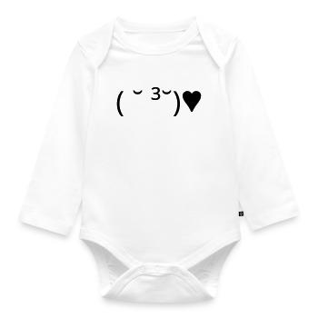Kiss Emote ( ̆ ³ ̆) ♥ Heart Kaomoji - Organic Longsleeve Baby Bodysuit - white - Front