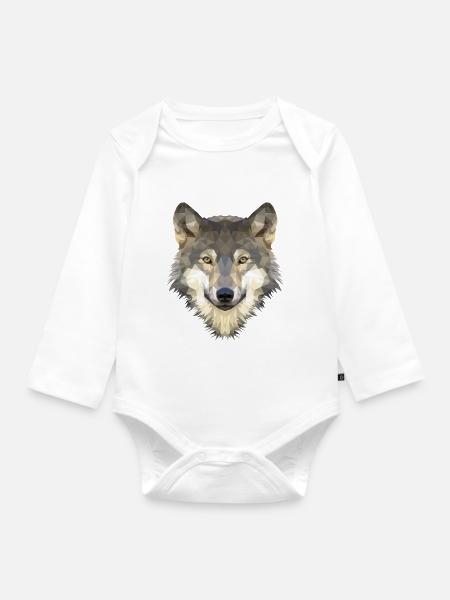 Wolf - Baby Bio-Langarm-Body - Weiß
