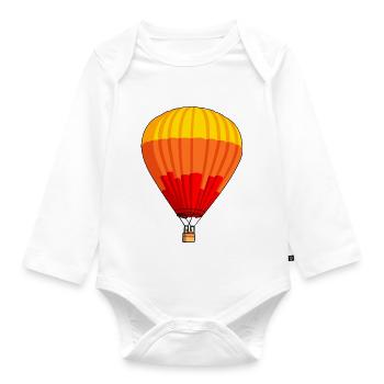 airplane aeroplane flugzeug heissluftballon air ba - Baby Bio-Langarm-Body - Weiß - Vorne