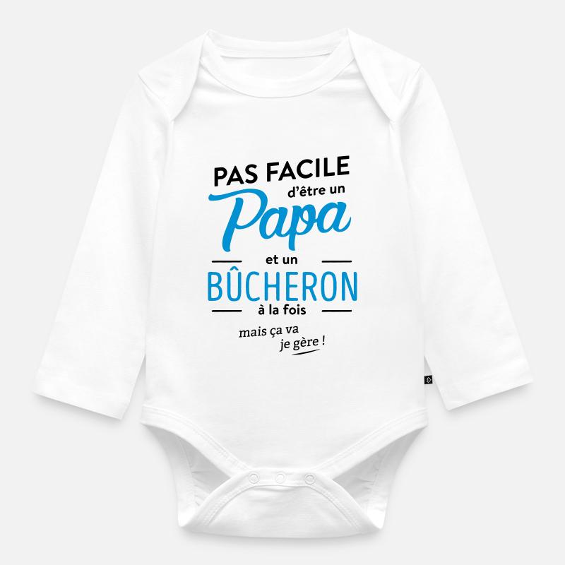 Papa bucheron - Body Bébé bio manches longues - blanc