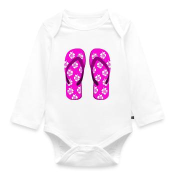 flip flops - Organic Longsleeve Baby Bodysuit - white - Front