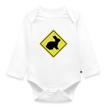 Kaninchen Sign - Baby Bio-Langarm-Body - Weiß - Vorne