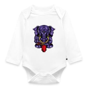 Ganesha - Organic Longsleeve Baby Bodysuit - white - Front
