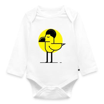 Afro Flamingo - Baby Bio-Langarm-Body - Weiß - Vorne