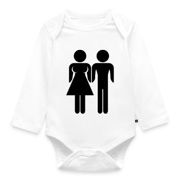 Woman And Man - Organic Longsleeve Baby Bodysuit - white - Front