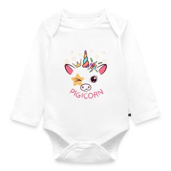 Pigicorn - Porc Licorne - Body Bébé bio manches longues - blanc - Devant