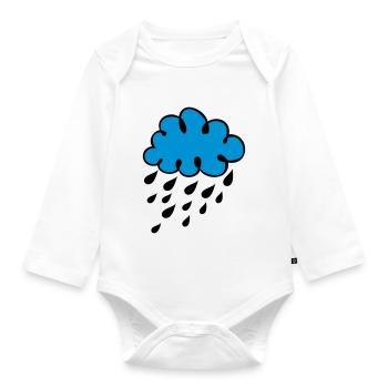 Cloud rain drop - Organic Longsleeve Baby Bodysuit - white - Front