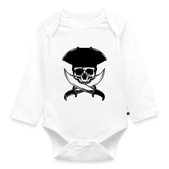 skull-pirate - Baby Bio-Langarm-Body - Weiß - Vorne