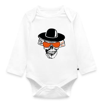 Todeskopf Poker carre as - Baby Bio-Langarm-Body - Weiß - Vorne