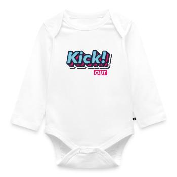 Pop Art Comic Retro Vintage Text "Kick Out" - Organic Longsleeve Baby Bodysuit - white - Front