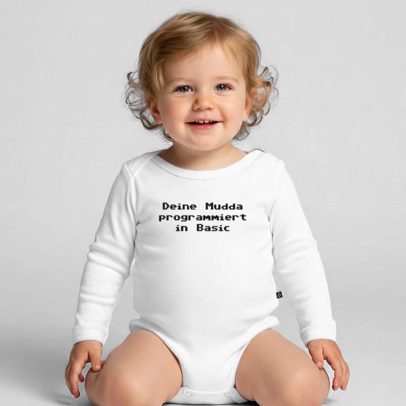 Deine Mudda programmiert in Basic Baby Bio-Langarm-Body