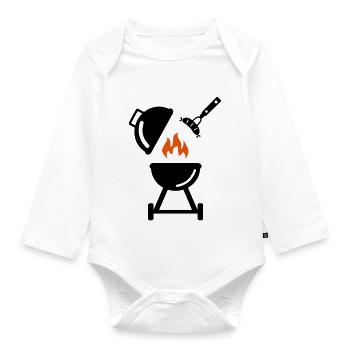 Grill mit Wurst - Baby Bio-Langarm-Body - Weiß - Vorne
