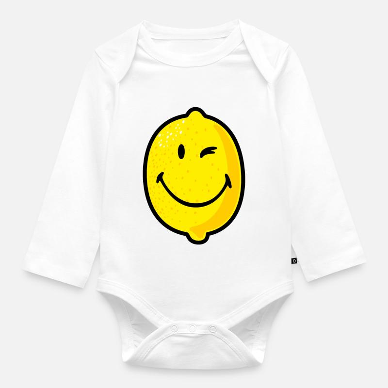 Smiley Lemon - Baby Bio-Langarm-Body - Weiß