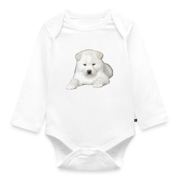 Chiot chien chiot chien chiot cadeau Akita Inu - Body Bébé bio manches longues - blanc - Devant