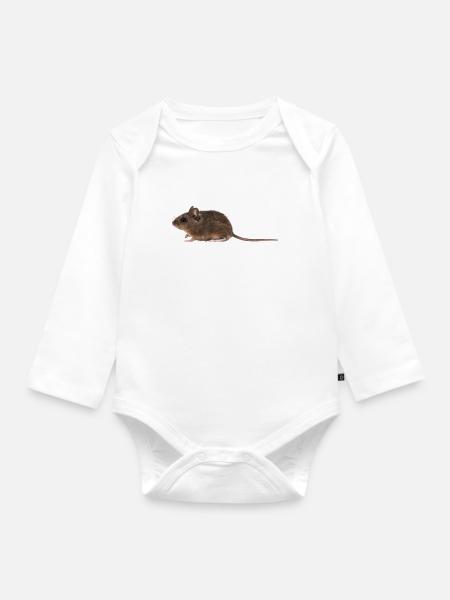 Eine Maus - Baby Bio-Langarm-Body - Weiß