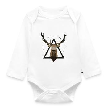 Reh Hirsch geometrisch - Baby Bio-Langarm-Body - Weiß - Vorne