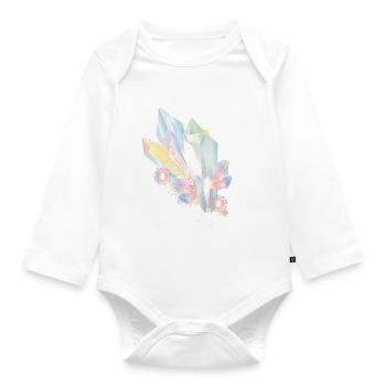 irisierende Kristalle mit Elfen Flügel und Sterne - Baby Bio-Langarm-Body - Weiß - Vorne