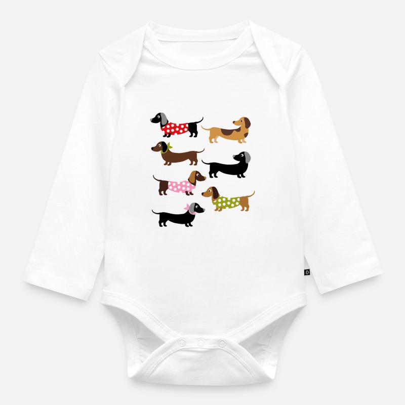FARBENFROHE DACKEL - Baby Bio-Langarm-Body - Weiß