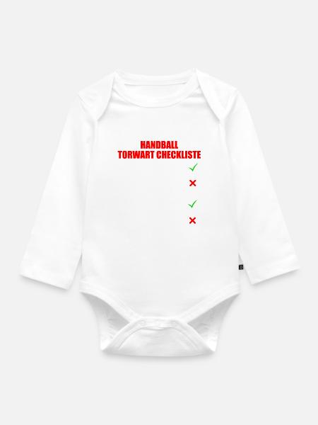 Handball Torwart Checkliste - Baby Bio-Langarm-Body - Weiß
