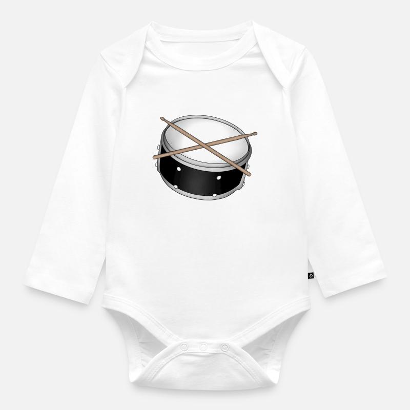 Trommel - Baby Bio-Langarm-Body - Weiß