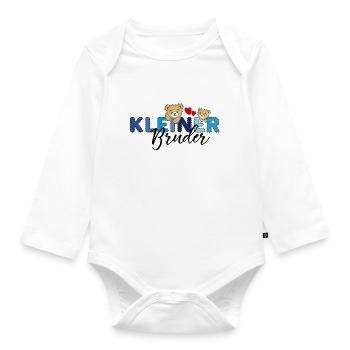 Kleiner Bruder Teddy - Baby Bio-Langarm-Body - Weiß - Vorne