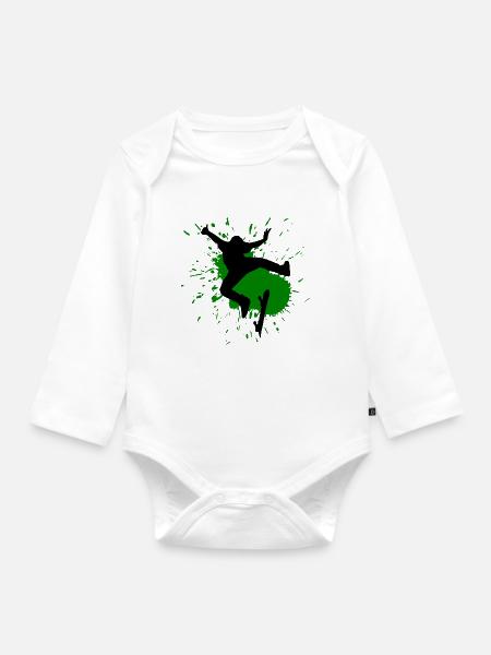 Skateboard - Baby Bio-Langarm-Body - Weiß