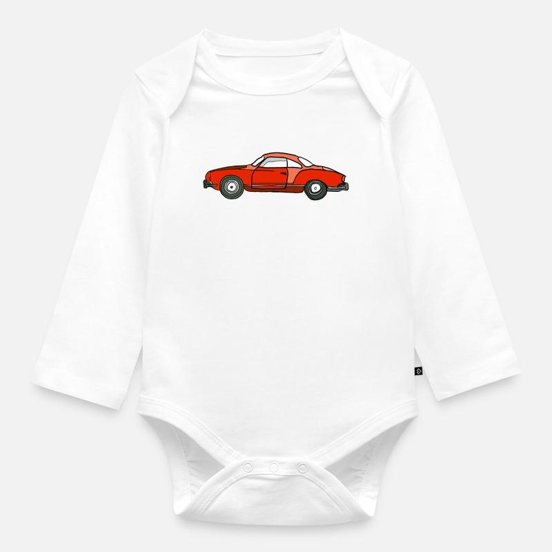 Roter Oldtimer Seitenansicht - Baby Bio-Langarm-Body - Weiß