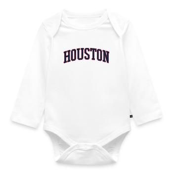 Houston Varsity Bow Lettering - Organic Longsleeve Baby Bodysuit - white - Front