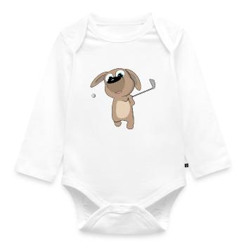 Welpe Golf Schwung - Baby Bio-Langarm-Body - Weiß - Vorne