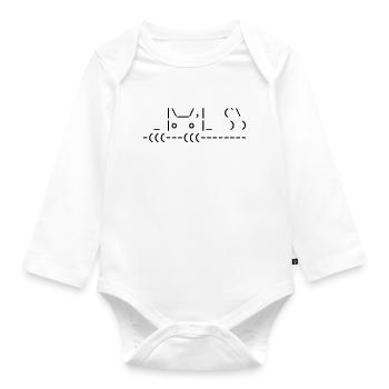 cute ascii cat - cute ascii cat - Organic Longsleeve Baby Bodysuit - white - Front