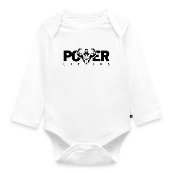 power lifting - Organic Longsleeve Baby Bodysuit - white - Front