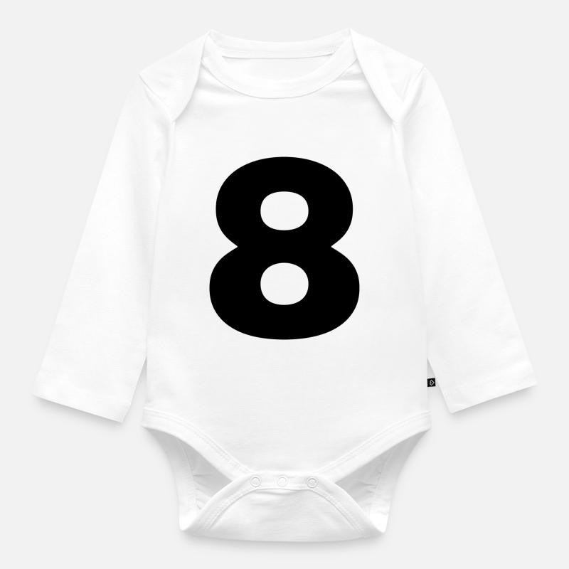 Le Tshirt numéro 8 - Body Bébé bio manches longues - blanc