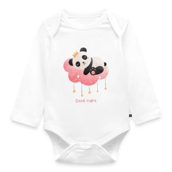 Panda: Gute Nacht - Baby Geschenkidee für Eltern - Baby Bio-Langarm-Body - Weiß - Vorne