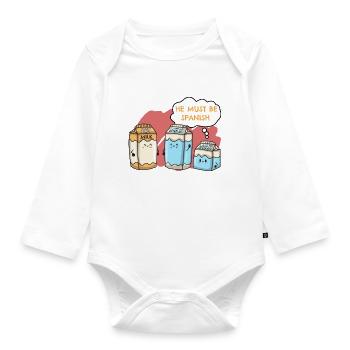 Vegan Vegetarian Soy Milk Soy Spanish I Gift - Organic Longsleeve Baby Bodysuit - white - Front