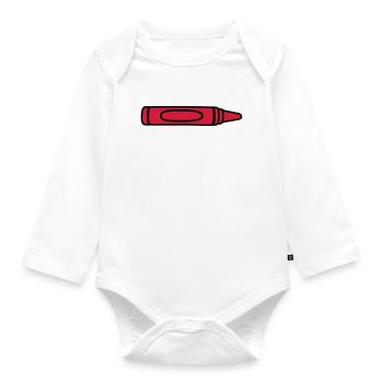 Red wax crayon cool design - Organic Longsleeve Baby Bodysuit - white - Front