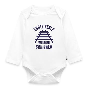Echte Kerle verlegen Schienen Gleise - Baby Bio-Langarm-Body - Weiß - Vorne