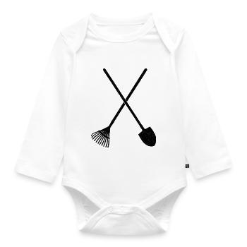 Shovel and rake - Organic Longsleeve Baby Bodysuit - white - Front