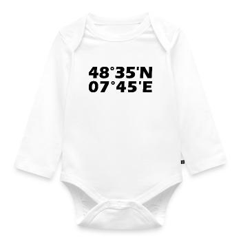 Strasbourg coordinates - Organic Longsleeve Baby Bodysuit - white - Front