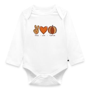 Pumpkins Peace Love Pumpkin Kürbis Herbst Ästhetik - Baby Bio-Langarm-Body - Weiß - Vorne