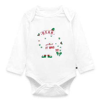 Weihnachten Santa Clause Hund Jack Russell - Baby Bio-Langarm-Body - Weiß - Vorne