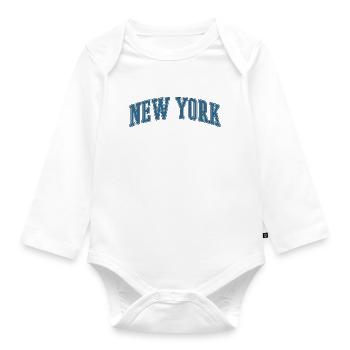 New York Arc-Schriftzug - Baby Bio-Langarm-Body - Weiß - Vorne