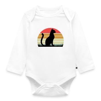 Retro Cat Sunset Cats Vintage - Baby Bio-Langarm-Body - Weiß - Vorne
