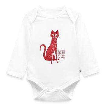 My cat is good actress - Organic Longsleeve Baby Bodysuit - white - Front