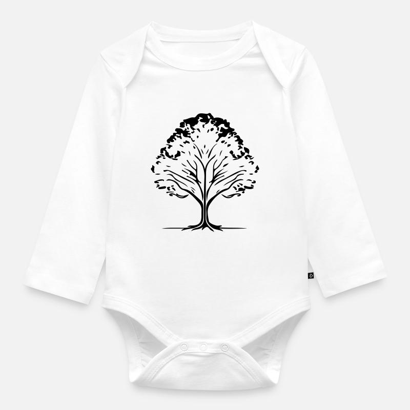 Symbole de la forêt d’arbres - Body Bébé bio manches longues - blanc
