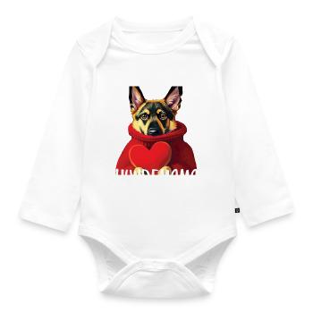 Hundemama Hund Sprüche Hundemotiv Geschenk - Baby Bio-Langarm-Body - Weiß - Vorne